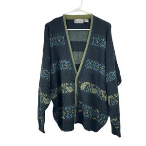 Vintage 90s City Streets Size XL Colorful Grandpa Cardigan Paisley Sweater